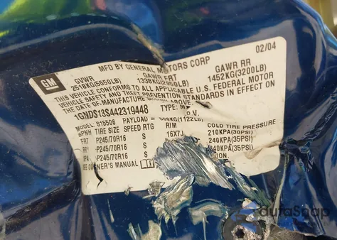 2004 Chevrolet Trailblazer Ls из США, поврежденный, VIN 1GNDS13S442319448